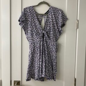 Lulu navy front tie romper